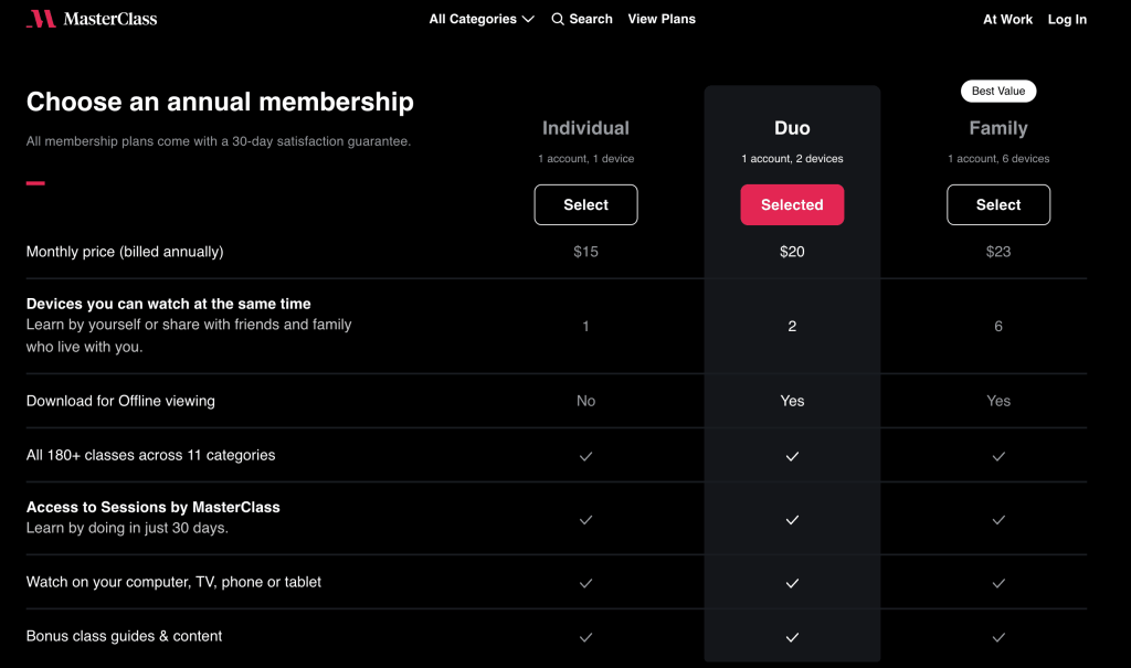 Pricing Plans MasterClass