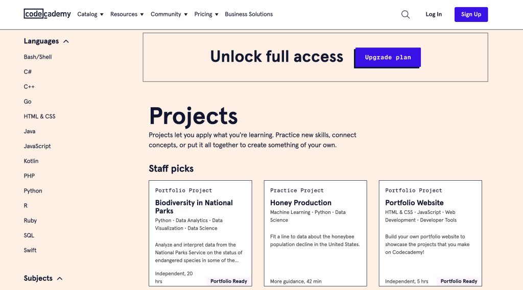 Projects Codecademy