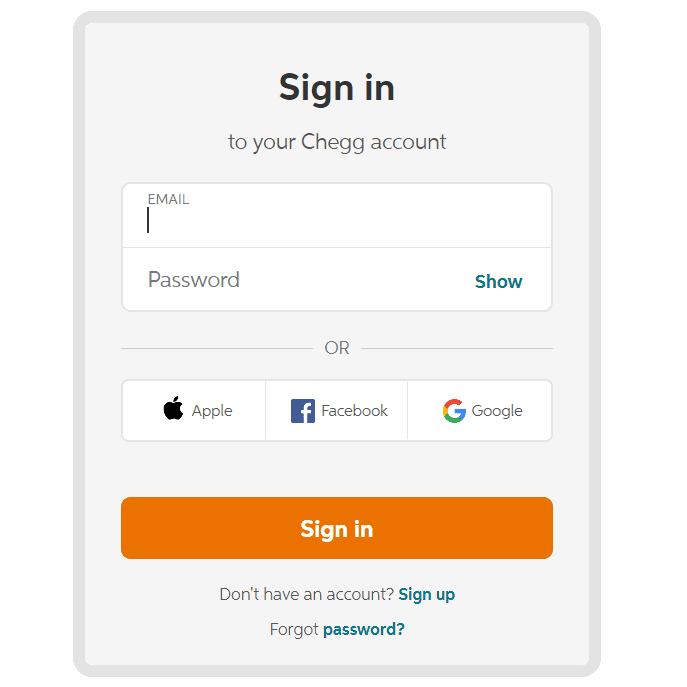 chegg login details