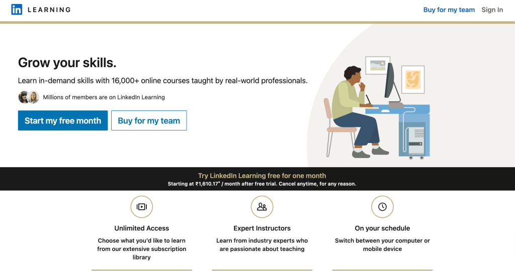 LinkedIn learning Homepage