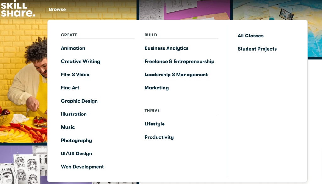 Skillshare course categories