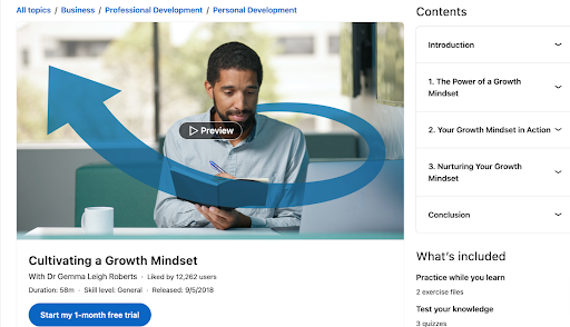 LinkedIn Learning-Cultivating A Growth Mindset by Gemma Leigh Roberts