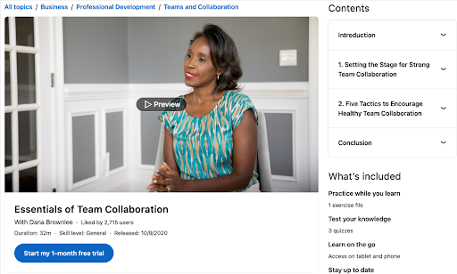 LinkedIn Learning-Essentials of Team Collaboration by Dana Brownlee