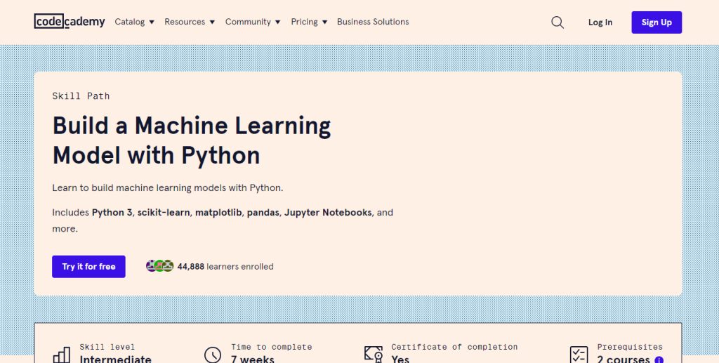 Code academy 2024 machine learning