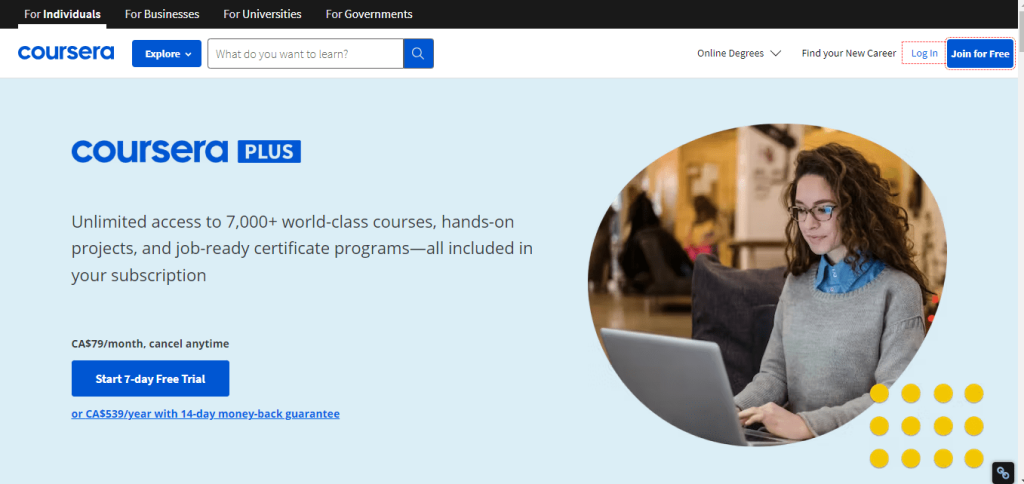 Coursera Plus official page