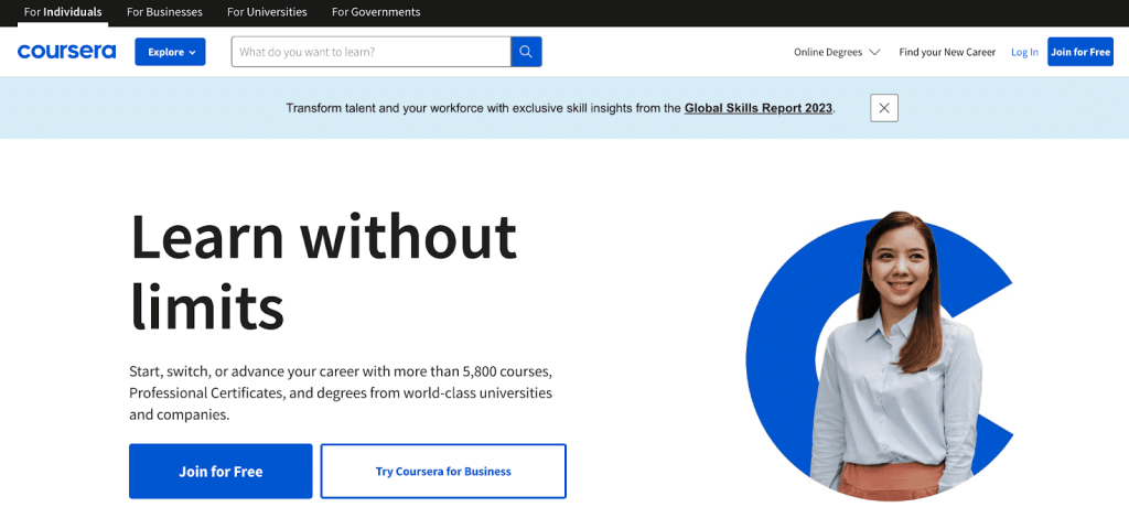 Coursera homepage