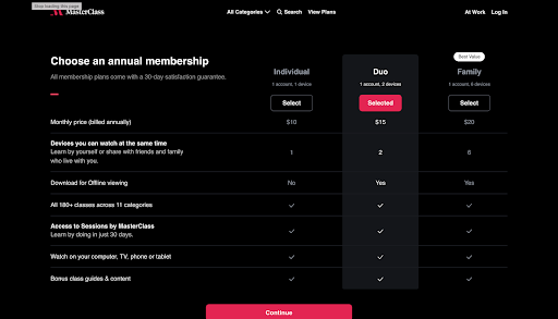 MasterClass Price Plans - MasterClass Review