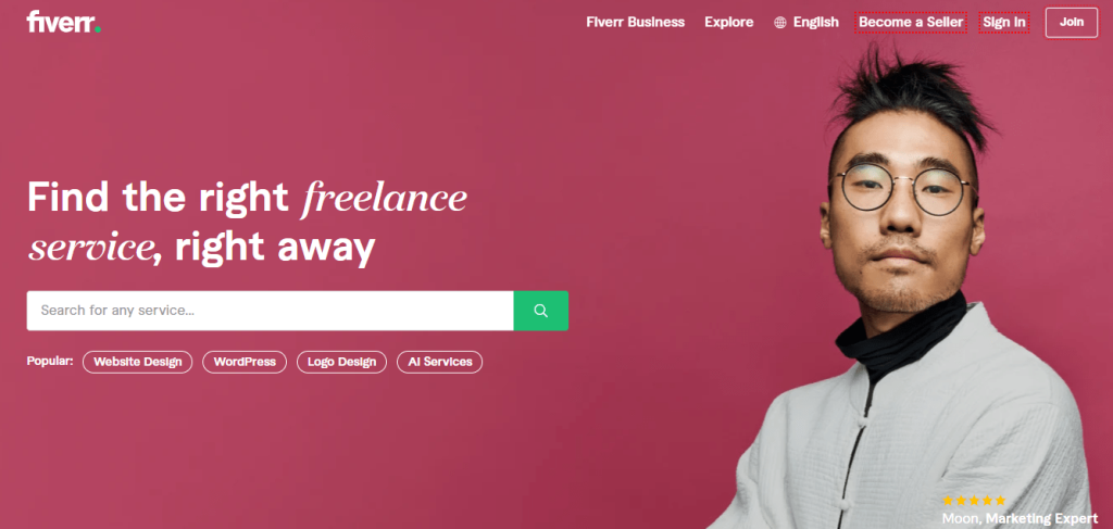 Fiverr official page- Freelancing Websites for Writers