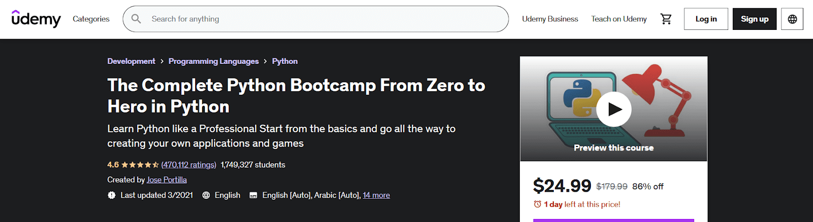 The complete Python Bootcamp from Zero to Hero in Python