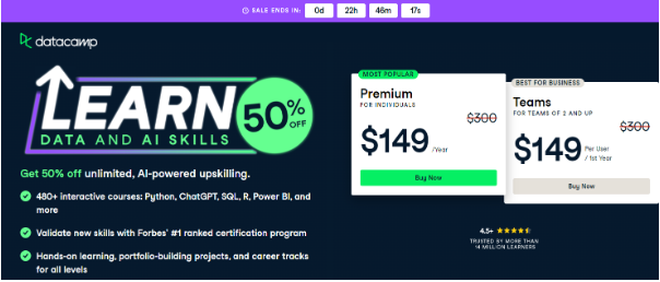 50% discount on DataCamp Premium