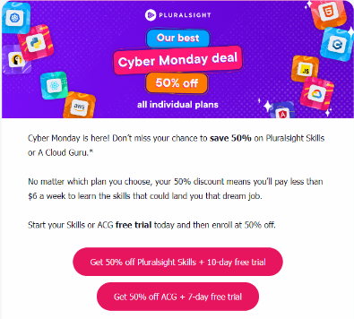 Pluralsight Offer Cyber Monday Deals