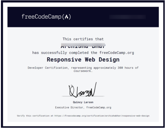 freeCodeCamp Certificates