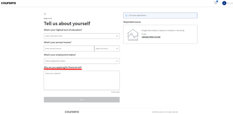 Coursera Financial Aid
