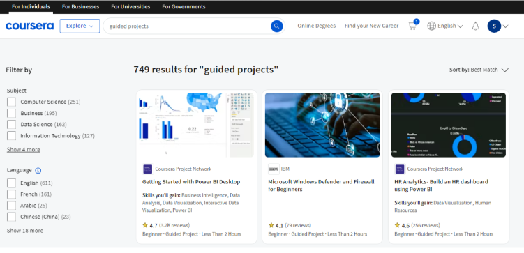 Coursera Guided Projects