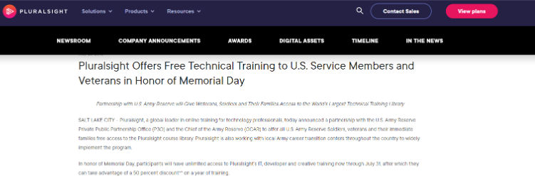 Pluralsight Military Discount