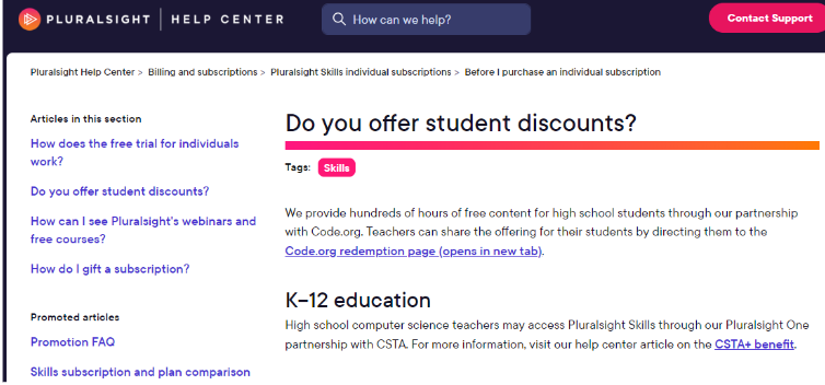 Pluralsight Student Discount