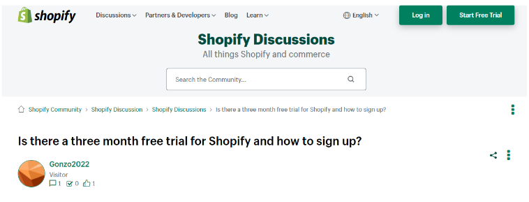 Shopify 3-month Trial At $1