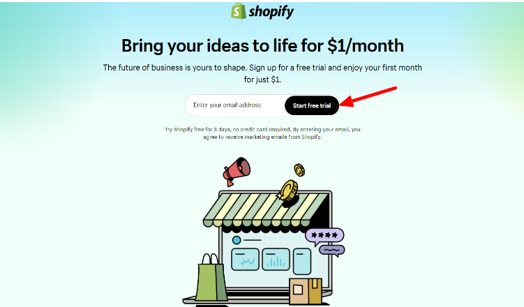 Shopify Free Trial Page