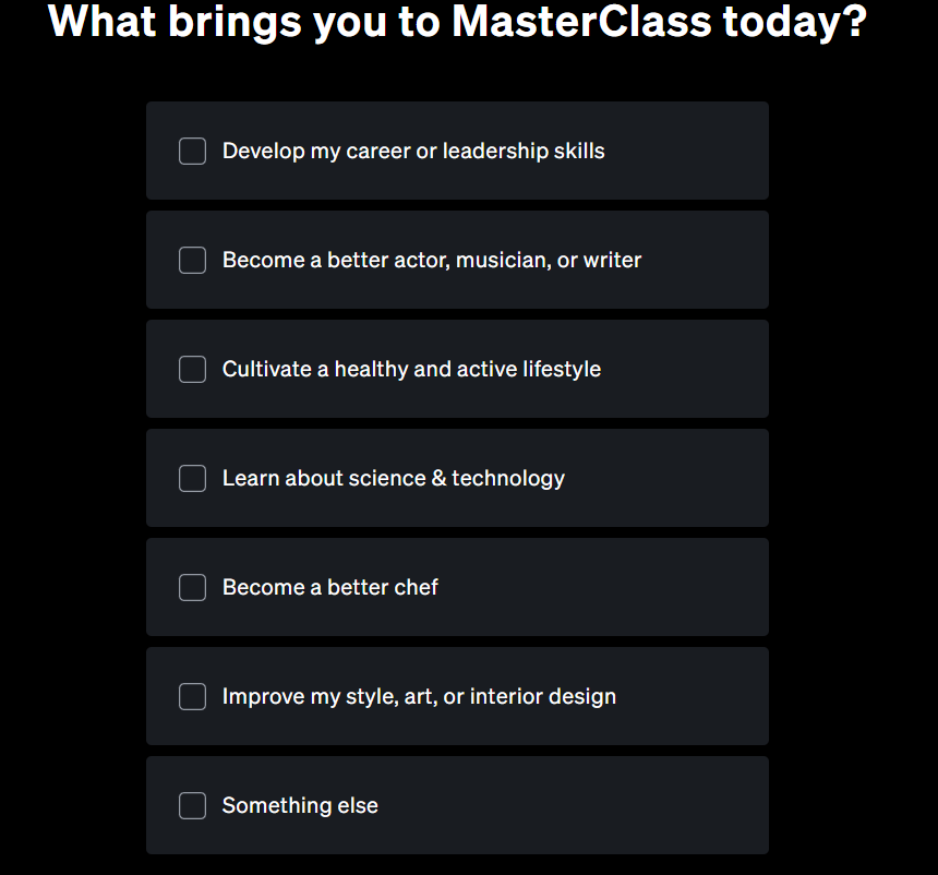 Answer Questions On MasterClass