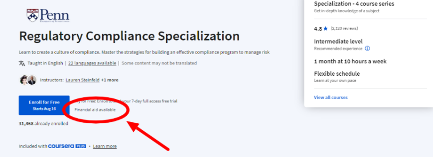 Coursera Plus Financial Aid