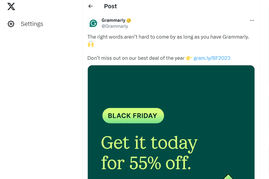 Grammarly Twitter Page