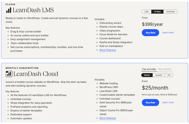 LearnDash Pricing Section