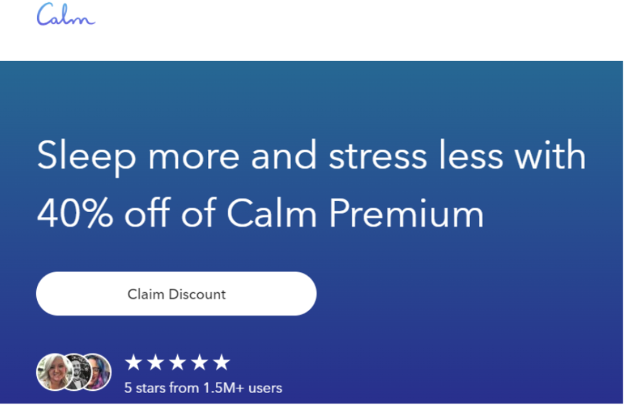 40% Calm Promo Code Page 