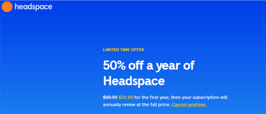 50% Headspace Discount
