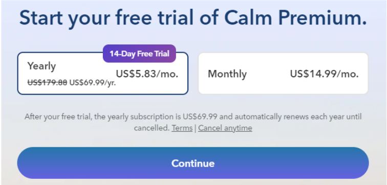 Calm 14 Day Free Trial