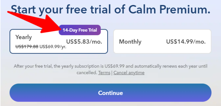 Calm Free Trial