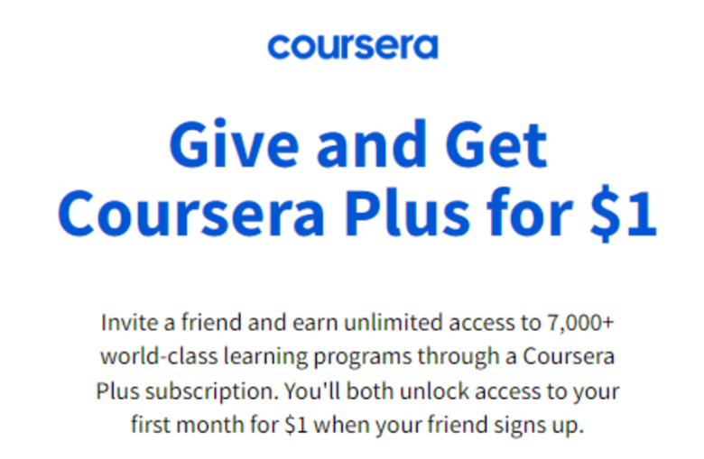 Coursera Plus $1 Dollar Offer