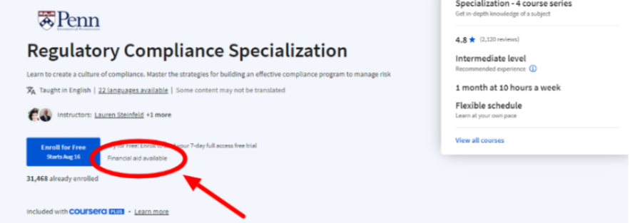 Coursera Plus Financial Aid