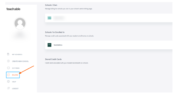 Click On Manage Billing Of Teachable