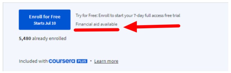 Coursera Plus Financial Aid Program