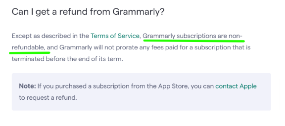 Grammarly Refund Policies