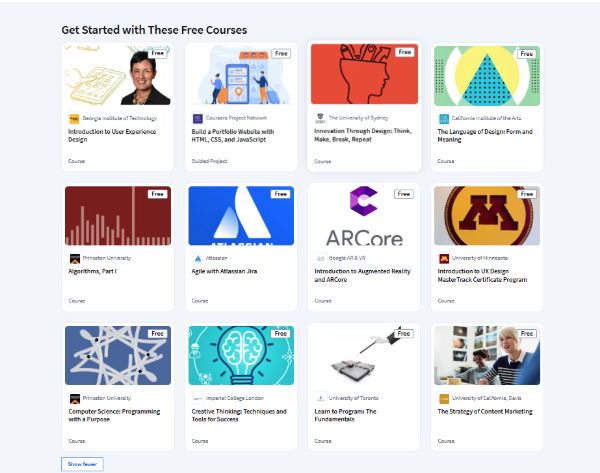 Coursera's free courses