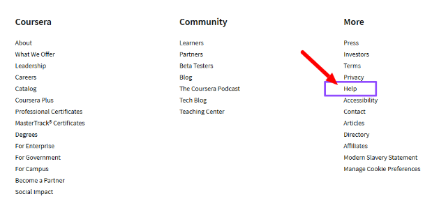 Help section