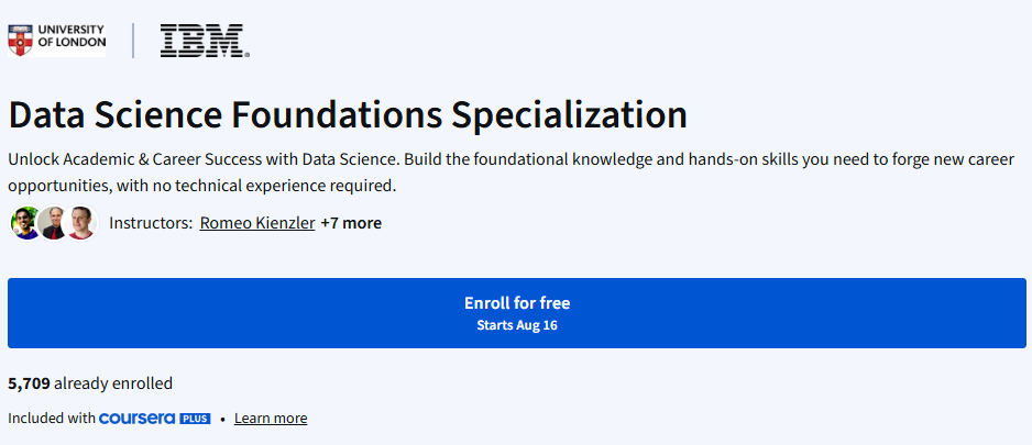 Data Science Foundations Specialization