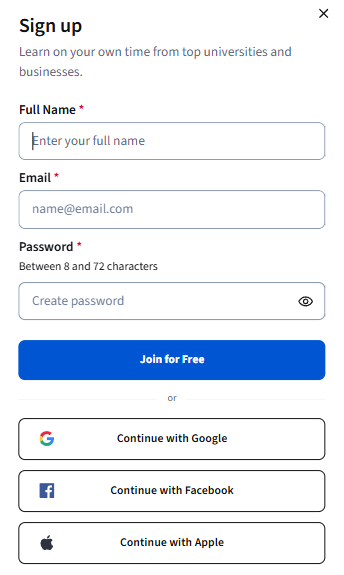 Create Coursera Account 