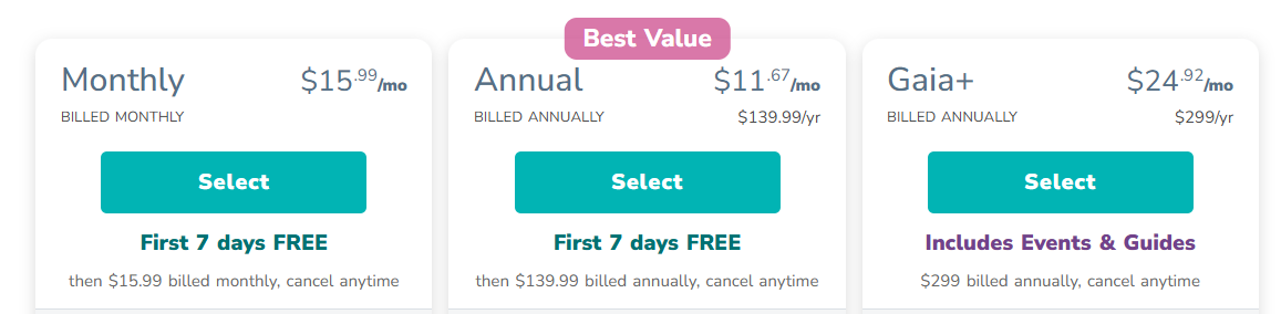 Gaia Pricing Plans
