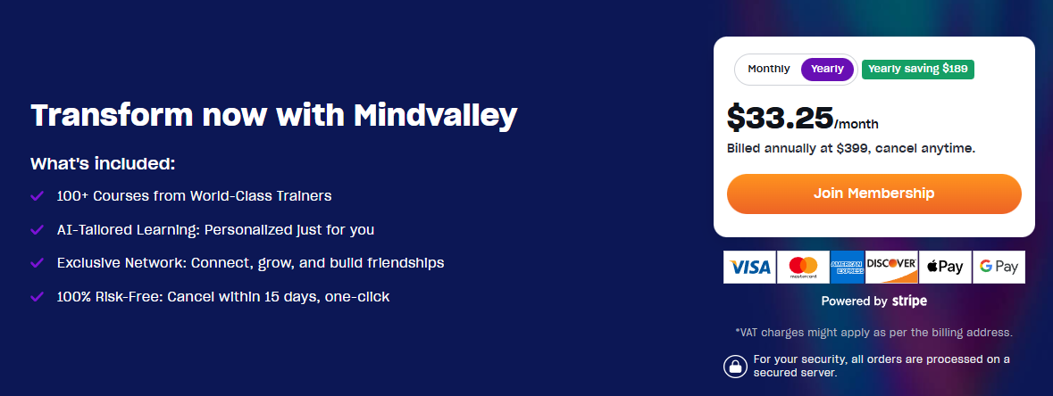 Mindvalley Pricing Plans